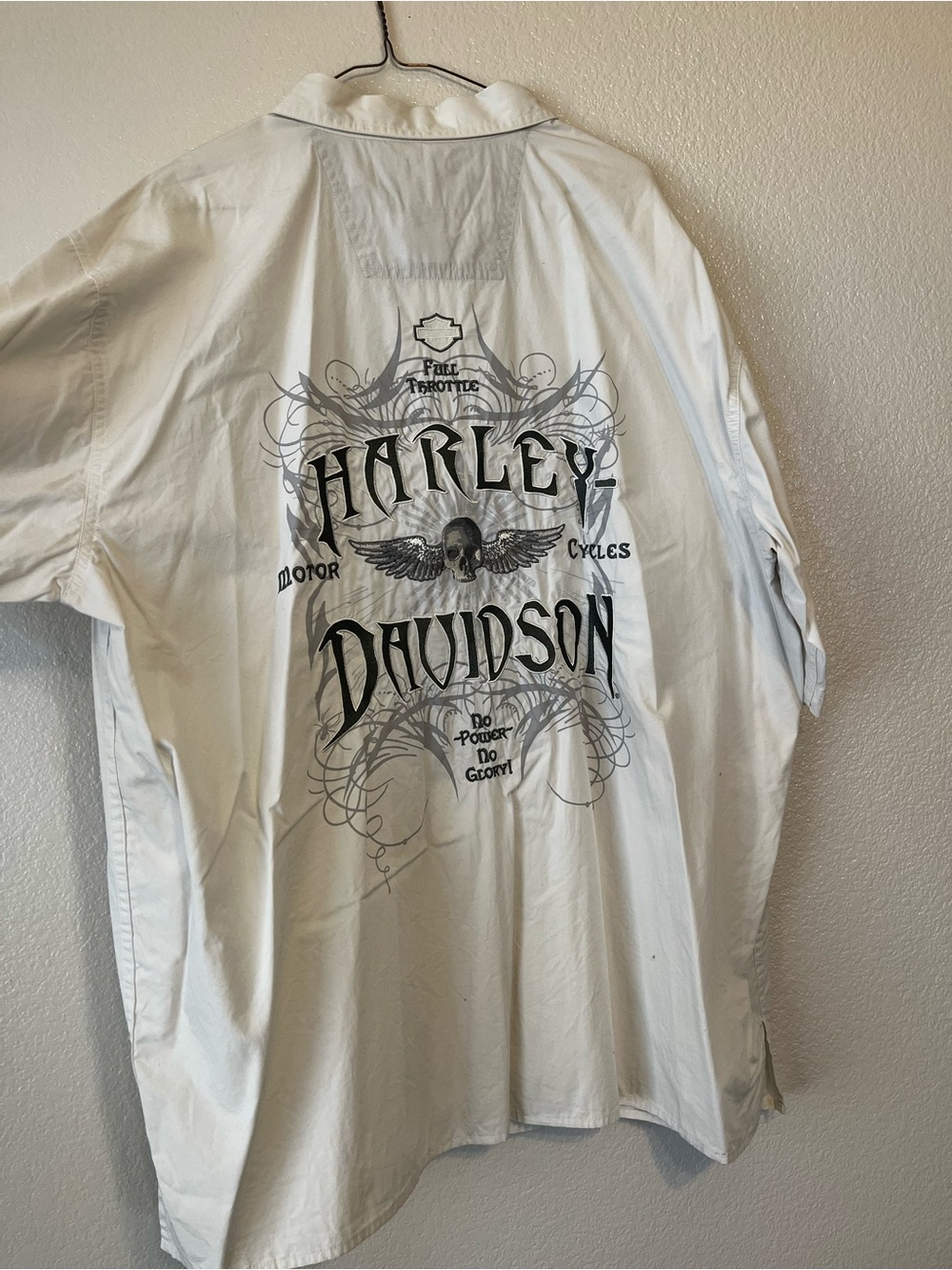 Harley-Davidson White Short-Sleeve Button Down with Black Graphic Back